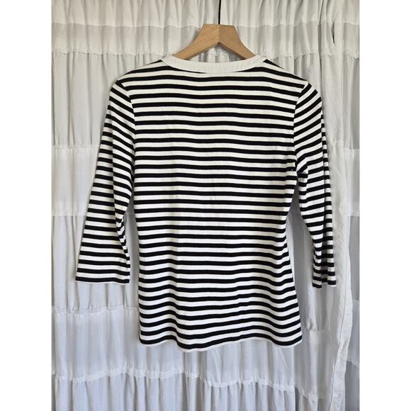 Tommy Hilfiger Womens Medium Black & White Striped Zip Top Coastal Nautical - Picture 4 of 8